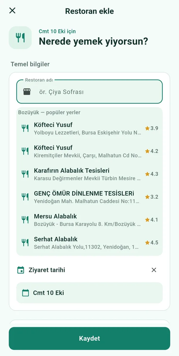 Restoran önerileri